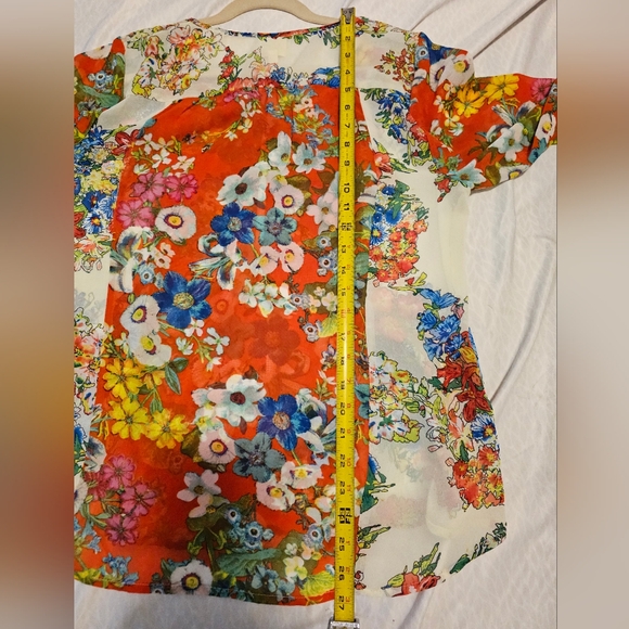 Anthropologie Fig and Flower Womens Floral Semi Sheer Blouse, Flowy, SZ M - Picture 7 of 8